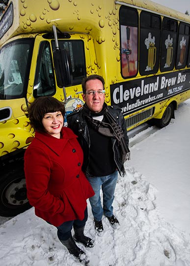 Brian P. McCafferty and Leslie Basalla of the Cleveland Brew Bus